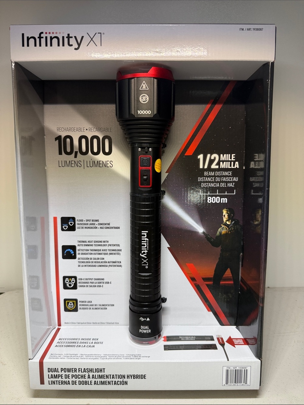 NFINITY Infinity X1 Rechargeable Flashlight — Black with Red Accents